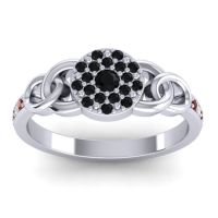 Black Onyx Fashion Ring In Palladium With Diamond And Garnet – Mekhala Statement Ring