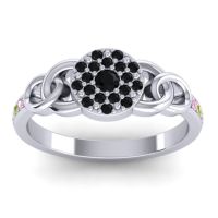 Black Onyx Fashion Ring In Platinum With Peridot And Pink Tourmaline – Mekhala Statement Ring