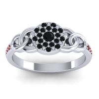 Black Onyx Fashion Ring In Palladium With Ruby And Garnet – Mekhala Statement Ring