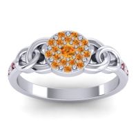 Citrine Fashion Ring In 18k White Gold With Lab Diamond And Ruby – Mekhala Statement Ring