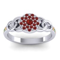 Garnet Fashion Ring In Palladium With Emerald And Citrine – Mekhala Statement Ring