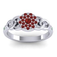 Garnet Fashion Ring In 14k White Gold With Emerald And Diamond – Mekhala Statement Ring