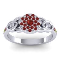 Garnet Fashion Ring In 18k White Gold With Peridot And Ruby – Mekhala Statement Ring
