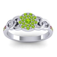 Peridot Fashion Ring In 18k White Gold With Ruby – Mekhala Statement Ring