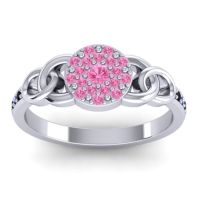 Pink Tourmaline Fashion Ring In Palladium With Blue Sapphire And Black Onyx – Mekhala Statement Ring