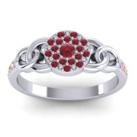 Ruby Fashion Ring In Platinum With Citrine And Pink Tourmaline – Mekhala Statement Ring