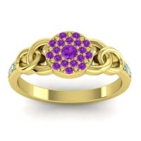 Amethyst Fashion Ring In 18k Yellow Gold With Lab Diamond And Swiss Blue Topaz – Mekhala Statement Ring