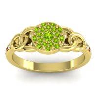 Peridot Fashion Ring In 14k Yellow Gold With Garnet And Diamond – Mekhala Statement Ring