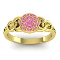 Pink Tourmaline Fashion Ring In 18k Yellow Gold With Black Onyx And Peridot – Mekhala Statement Ring