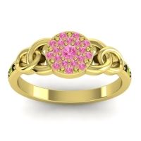 Pink Tourmaline Fashion Ring In 18k Yellow Gold With Peridot And Black Onyx – Mekhala Statement Ring