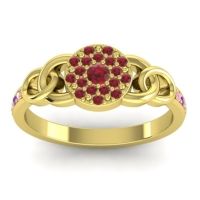 Ruby Fashion Ring In 14k Yellow Gold With Amethyst And Pink Tourmaline – Mekhala Statement Ring