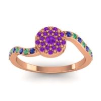 Amethyst Fashion Ring In 18K Rose Gold With Emerald And Blue Sapphire – Jurni Dainty Ring