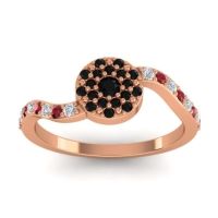 Black Onyx Fashion Ring In 18K Rose Gold With Ruby And Diamond – Jurni Dainty Ring