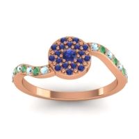 Blue Sapphire Fashion Ring In 18K Rose Gold With Emerald And Aquamarine – Jurni Dainty Ring