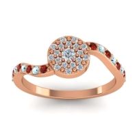 Diamond Fashion Ring In 14K Rose Gold With Aquamarine And Garnet – Jurni Dainty Ring