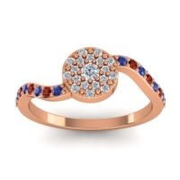 Diamond Fashion Ring In 14K Rose Gold With Garnet And Blue Sapphire – Jurni Dainty Ring