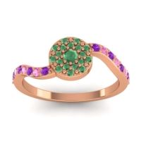 Emerald Fashion Ring In 14K Rose Gold With Pink Tourmaline And Amethyst – Jurni Dainty Ring