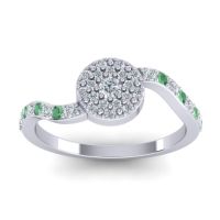 Lab Diamond Fashion Ring In 14k White Gold With Emerald And Diamond – Jurni Dainty Ring