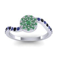 Emerald Fashion Ring In 14k White Gold With Black Onyx And Blue Sapphire – Jurni Dainty Ring
