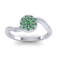 Emerald Fashion Ring In 14k White Gold With Lab Diamond And Diamond – Jurni Dainty Ring