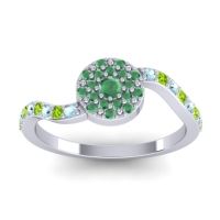 Emerald Fashion Ring In 14k White Gold With Peridot And Aquamarine – Jurni Dainty Ring