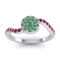 Emerald Fashion Ring In 14k White Gold With Ruby – Jurni Dainty Ring