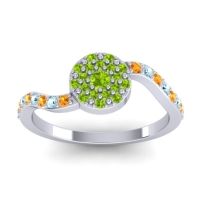 Peridot Fashion Ring In Platinum With Aquamarine And Citrine – Jurni Dainty Ring