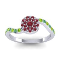 Ruby Fashion Ring In 14k White Gold With Emerald And Peridot – Jurni Dainty Ring