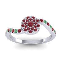 Ruby Fashion Ring In 14k White Gold With Emerald – Jurni Dainty Ring