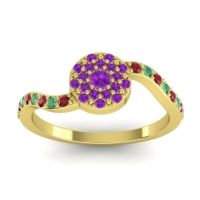 Amethyst Fashion Ring In 18k Yellow Gold With Emerald And Ruby – Jurni Dainty Ring