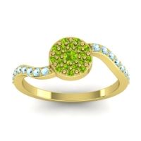 Peridot Fashion Ring In 18k Yellow Gold With Aquamarine – Jurni Dainty Ring