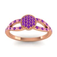 Amethyst Fashion Ring In 14K Rose Gold With Pink Tourmaline – Mudrita Statement Ring