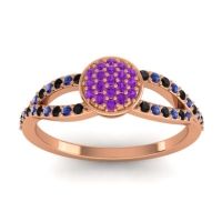 Amethyst Fashion Ring In 14K Rose Gold With Black Onyx And Blue Sapphire – Mudrita Statement Ring