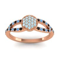 Aquamarine Fashion Ring In 14K Rose Gold With Black Onyx And Swiss Blue Topaz – Mudrita Statement Ring