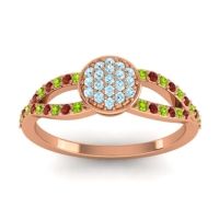 Aquamarine Fashion Ring In 14K Rose Gold With Peridot And Garnet – Mudrita Statement Ring