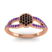 Black Onyx Fashion Ring In 14K Rose Gold With Amethyst And Blue Sapphire – Mudrita Statement Ring