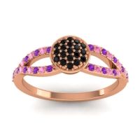 Black Onyx Fashion Ring In 14K Rose Gold With Amethyst And Pink Tourmaline – Mudrita Statement Ring