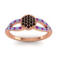 Black Onyx Fashion Ring In 18K Rose Gold With Amethyst And Swiss Blue Topaz – Mudrita Statement Ring