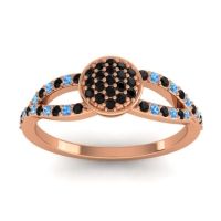 Black Onyx Fashion Ring In 18K Rose Gold With Swiss Blue Topaz – Mudrita Statement Ring