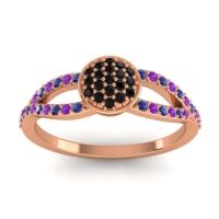 Black Onyx Fashion Ring In 14K Rose Gold With Blue Sapphire And Amethyst – Mudrita Statement Ring