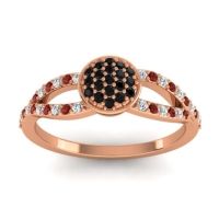 Black Onyx Fashion Ring In 14K Rose Gold With Diamond And Garnet – Mudrita Statement Ring