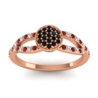 Black Onyx Fashion Ring In 14K Rose Gold With Garnet And Diamond – Mudrita Statement Ring