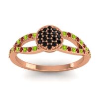 Black Onyx Fashion Ring In 18K Rose Gold With Peridot And Garnet – Mudrita Statement Ring