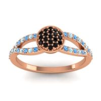 Black Onyx Fashion Ring In 14K Rose Gold With Swiss Blue Topaz And Aquamarine – Mudrita Statement Ring
