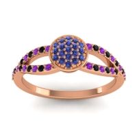 Blue Sapphire Fashion Ring In 14K Rose Gold With Amethyst And Black Onyx – Mudrita Statement Ring