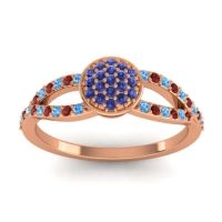 Blue Sapphire Fashion Ring In 14K Rose Gold With Swiss Blue Topaz And Garnet – Mudrita Statement Ring