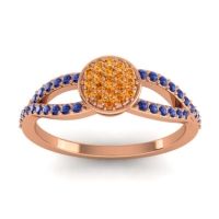 Citrine Fashion Ring In 14K Rose Gold With Blue Sapphire – Mudrita Statement Ring