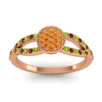 Citrine Fashion Ring In 14K Rose Gold With Peridot And Garnet – Mudrita Statement Ring