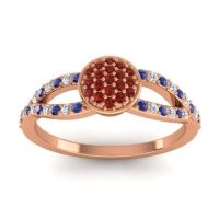 Garnet Fashion Ring In 14K Rose Gold With Blue Sapphire And Lab Diamond – Mudrita Statement Ring