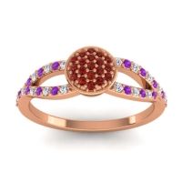 Garnet Fashion Ring In 14K Rose Gold With Lab Diamond And Amethyst – Mudrita Statement Ring
